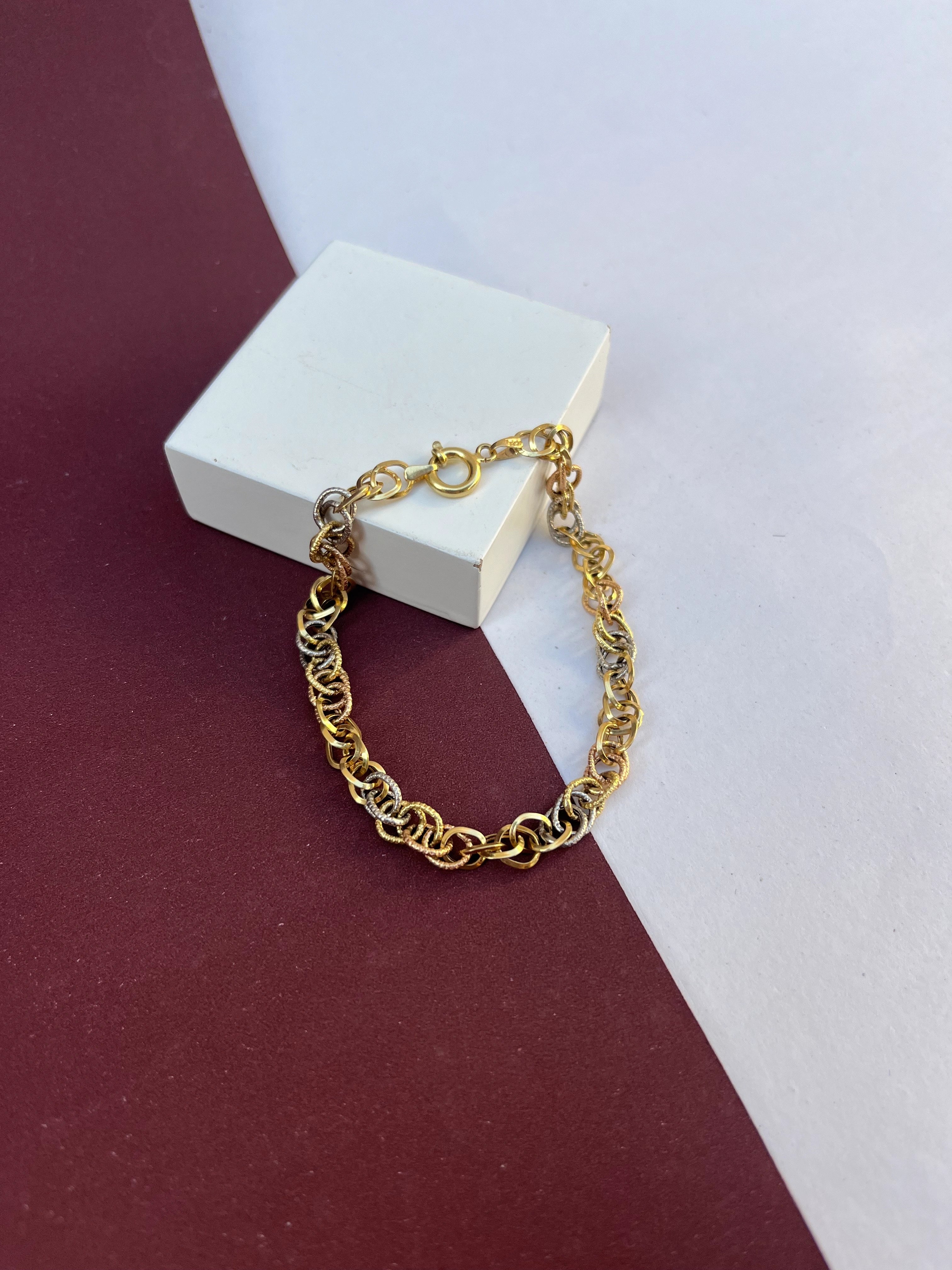 Pulseira Elo Três Ouro em ( OURO 18KT)