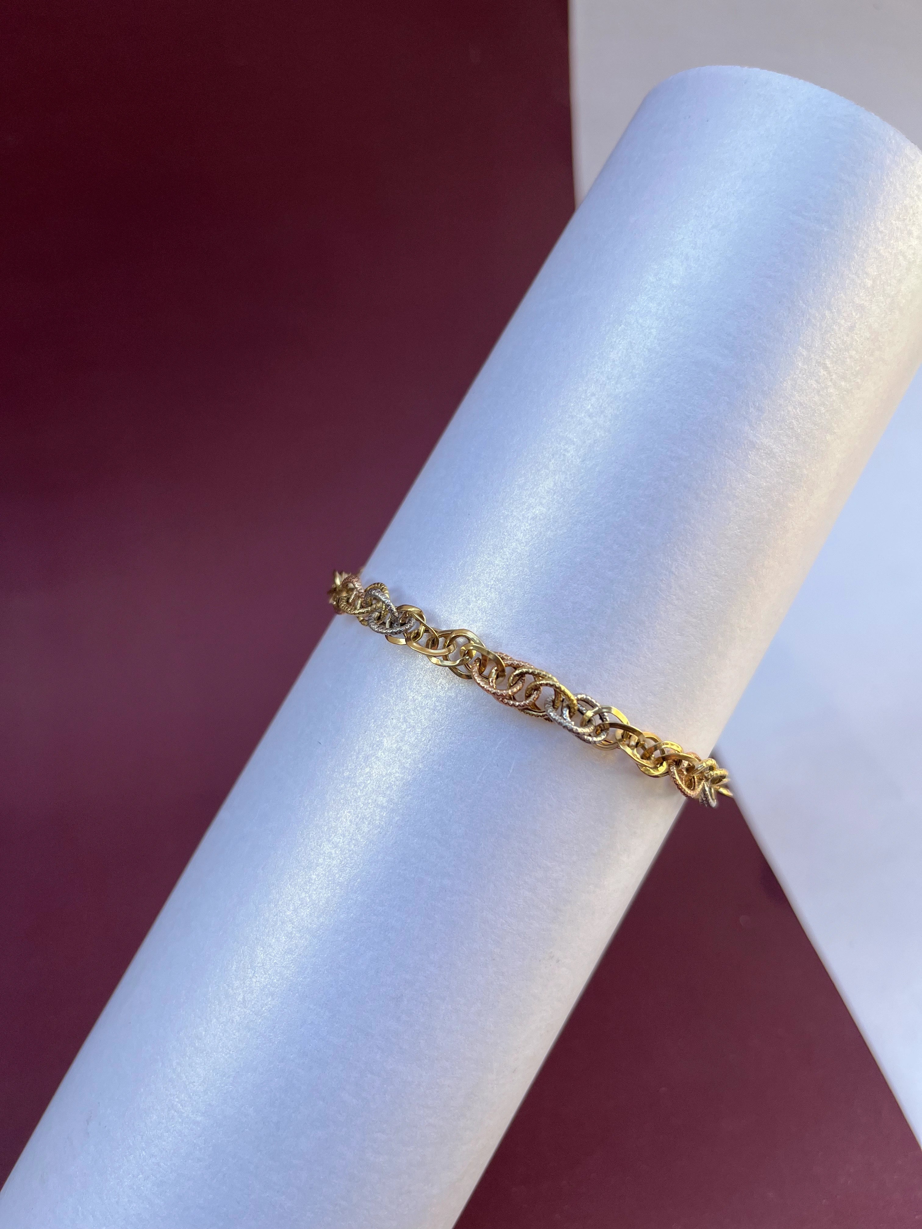 Pulseira Elo Três Ouro em ( OURO 18KT)